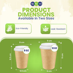 Brown Single Wall Paper Cups with Bagasse Lids - SNH Packing