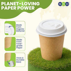 Brown Single Wall Paper Cups with Bagasse Lids - SNH Packing