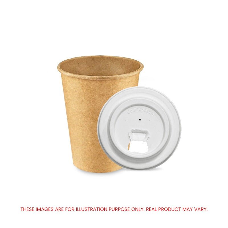 Brown Single Wall Paper Cups with Bagasse Lids - SNH Packing