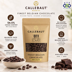 Callebaut Dark Chocolate Chips 54.5% CAL 811 250G 500G - SNH Packing