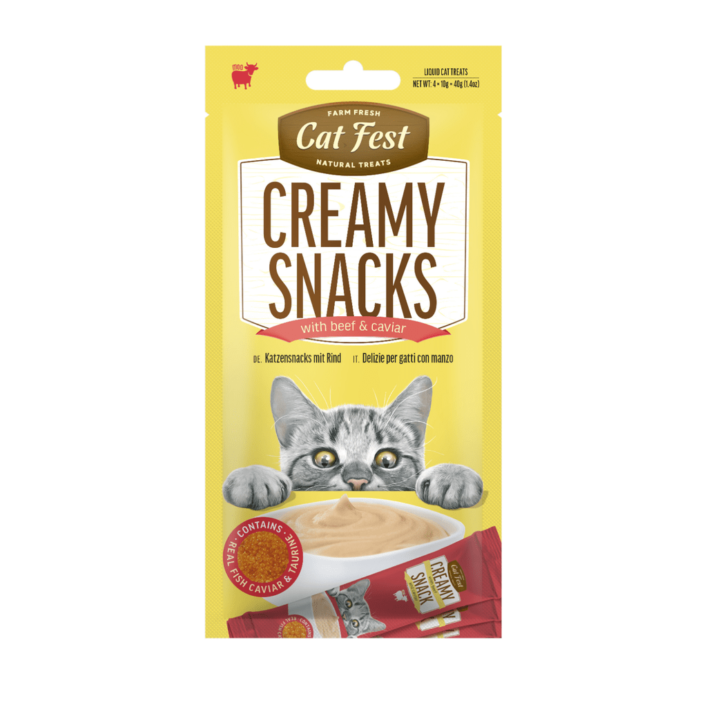 Cat Fest Creamy Snacks - Beef With Caviar 4x10g - SNH Packing