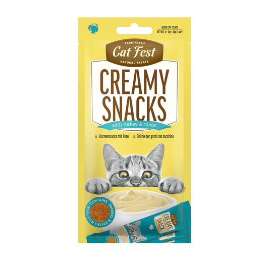 Cat Fest Creamy Snacks - Turkey With Caviar 4x10g - SNH Packing