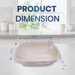 Bagasse Square Containers with PET & PP Lids – CB24 to CB48 | 300PCS | Eco Takeaway Boxes