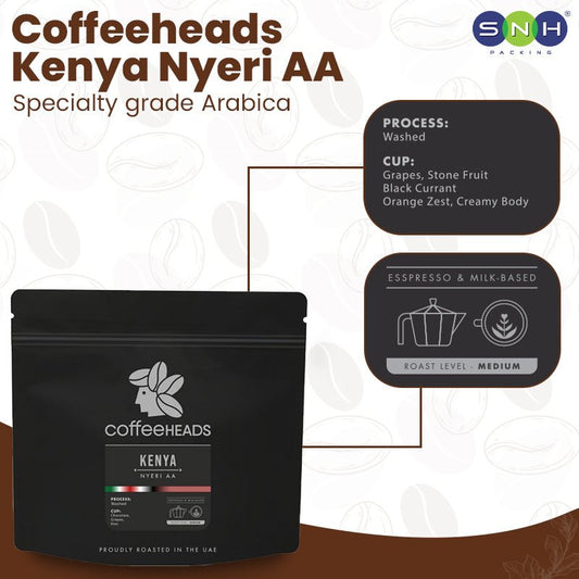 Coffeeheads Kenya Nyeri AA Premium Arabica Coffee Beans (Specialty Grade) - SNH Packing