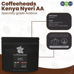 Coffeeheads Kenya Nyeri AA Premium Arabica Coffee Beans (Specialty Grade) - SNH Packing