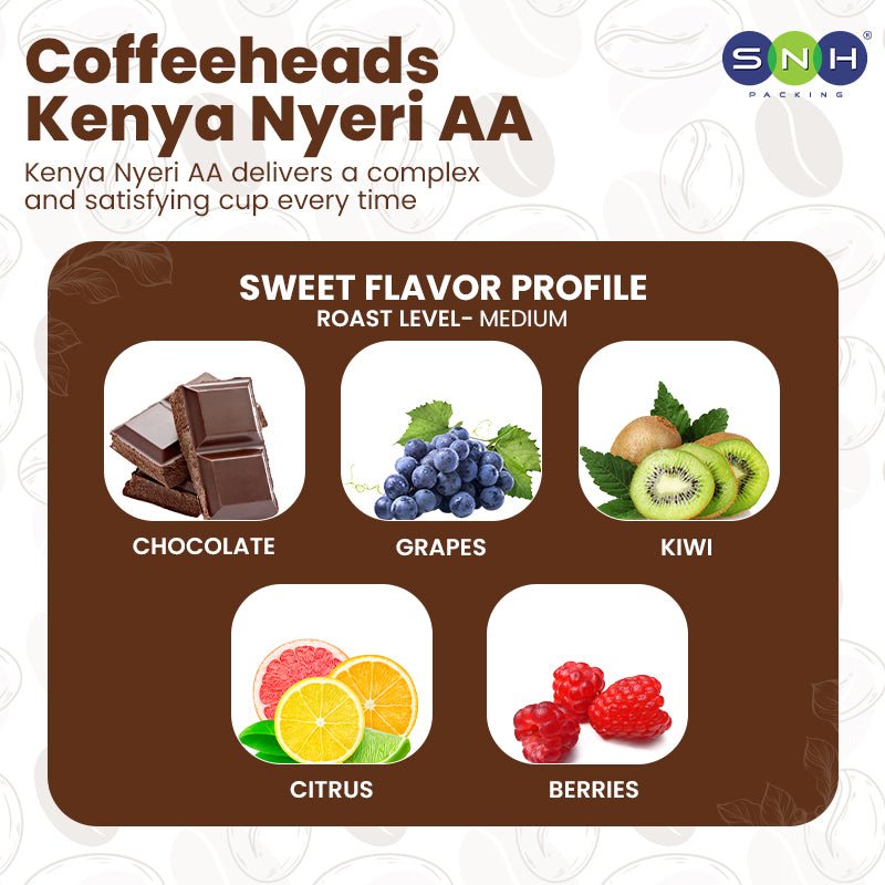 Coffeeheads Kenya Nyeri AA Premium Arabica Coffee Beans (Specialty Grade) - SNH Packing