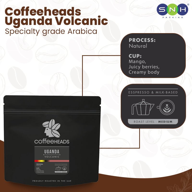 Coffeeheads Uganda Volcanic Premium Arabica Coffee Beans (Specialty Grade) - SNH Packing