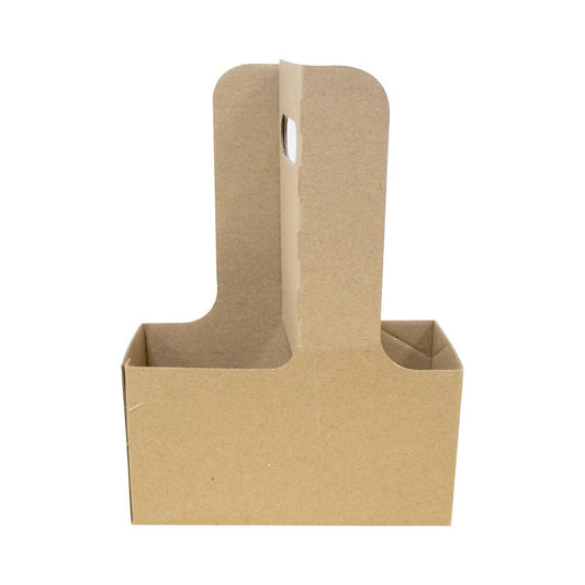 Corrugated 3 Ply 2 Cup Carrier Brown Disposable Beverage Holder - SNH Packing