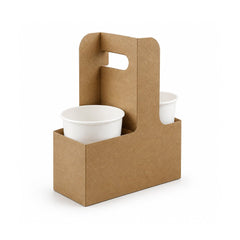 Corrugated 3 Ply 2 Cup Carrier Brown Disposable Beverage Holder - SNH Packing