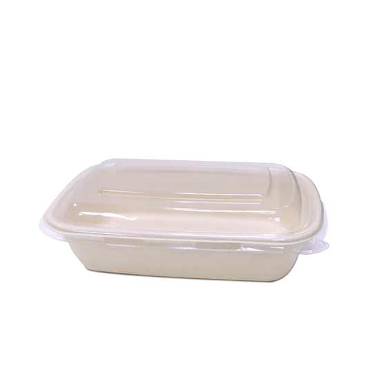 Bagasse Rectangular Containers with Lids Multiple Sizes| Eco-Friendly Disposable Takeaway