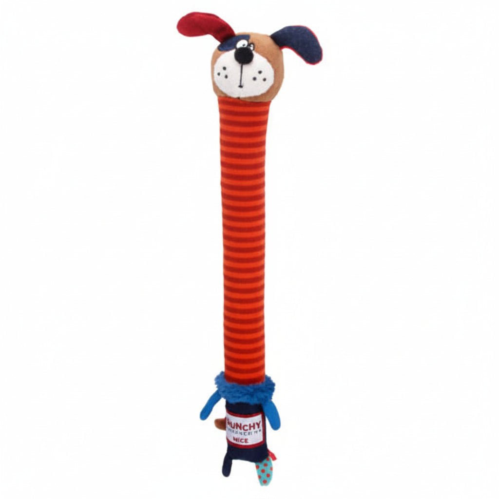 Crunchy Neck Plush Friendz Dog with Bone & Squeaker – Small - SNH Packing