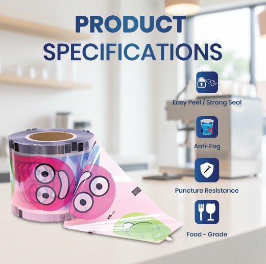 Cup Sealing Roll (Printed) – Approx. 2500 Seals | PP Cup Sealer Film Roll - SNH Packing