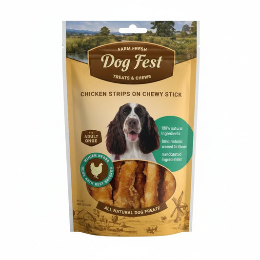 Dog Fest Chicken Strips On Chewy Stick For Adult Dogs - 90g - SNH Packing