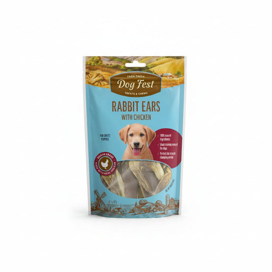 Dog Fest Rabbit Ears With Chicken For Puppies - 90g - SNH Packing