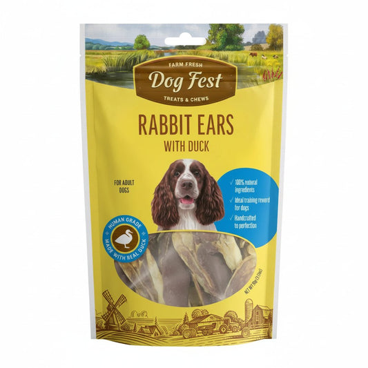 Dog Fest Rabbit Ears With Duck For Adult Dogs - 90g - SNH Packing