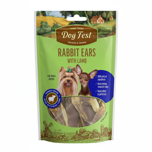 Dog Fest Rabbit Ears With Lamb For Mini-Dogs - 55g - SNH Packing