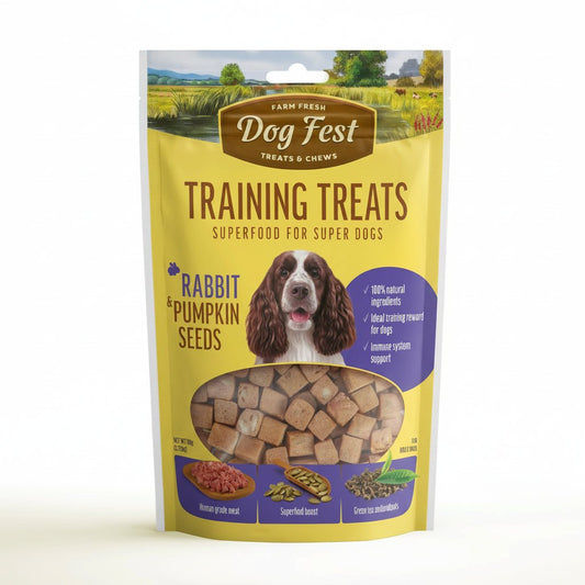 Dog Fest Training Treats Rabbit & Pumpkin Seeds 90g - SNH Packing