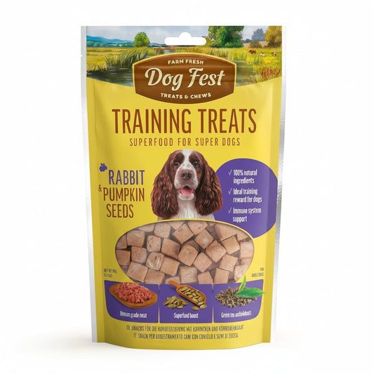 Dog Fest Training Treats Rabbit & Pumpkin Seeds 90g - SNH Packing