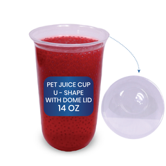 PET Juice Cups U-Shape with Flat & Dome Lids – 10oz to 16oz | Clear Disposable Beverage Cups | 1000 PCS