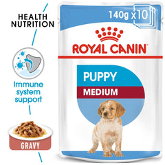 Royal Canin Size Health Nutrition Medium Puppy (Wet Food - Pouches) 10 x 140 g