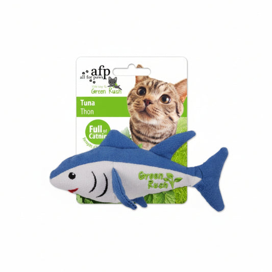 All for Paws Green Rush Blue & White Tuna Plush Cat Toy With Catnip