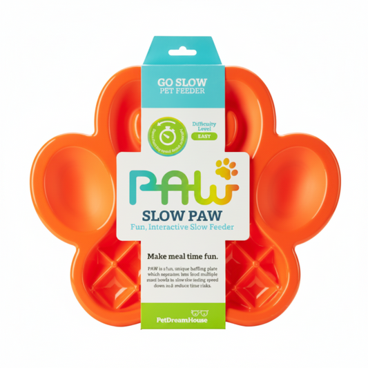 Pet Dream House Paw Orange Slow Feeding Pet Bowl