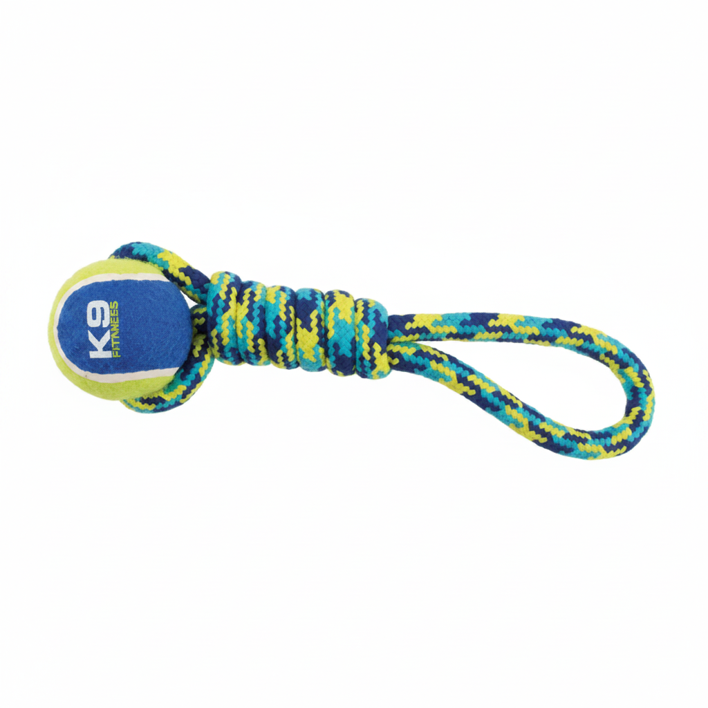 K9 Fitness by Zeus Tennis Ball Rope Tug 23 cm