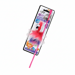 Furry Ball Fluffy Bird Wand (Red)