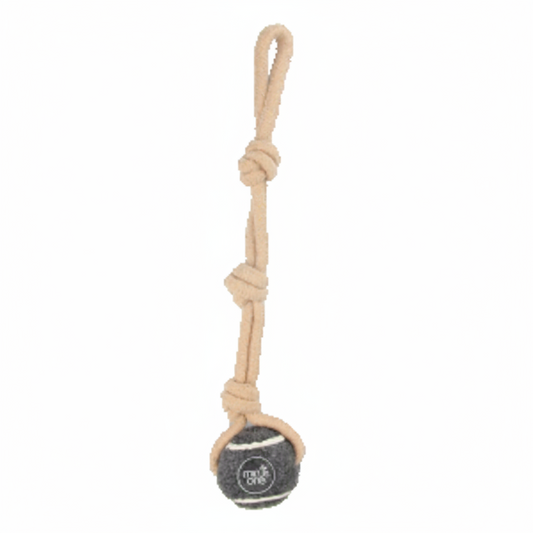 Dog Tennis Ball Rope Toy Single Grey