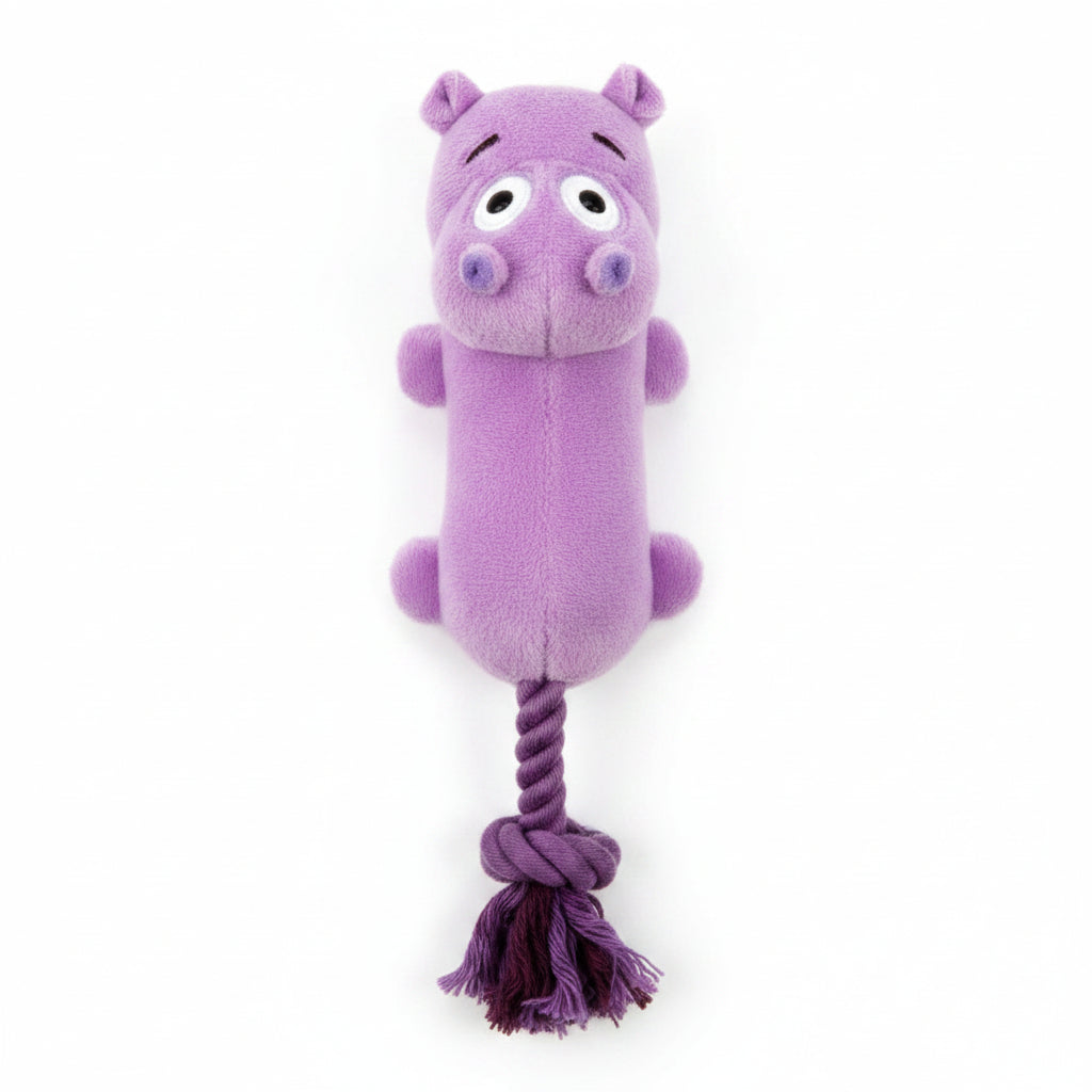 All for Paws Ultrasonic Purple Dancing Hippo Plush Dog Toy with Squeaker