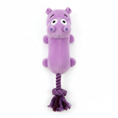 All for Paws Ultrasonic Purple Dancing Hippo Plush Dog Toy with Squeaker