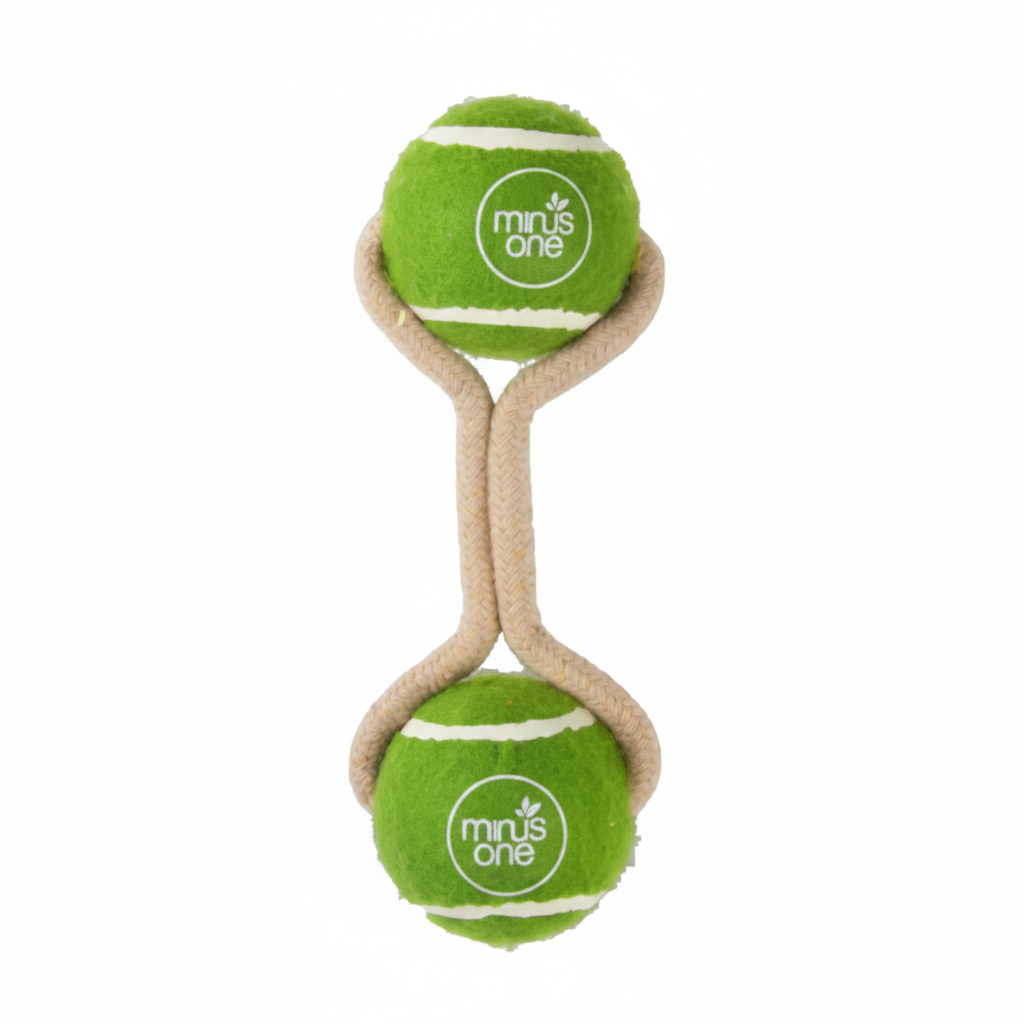 All For Paws Dog Tennis Ball Rope Toy Double Meadow