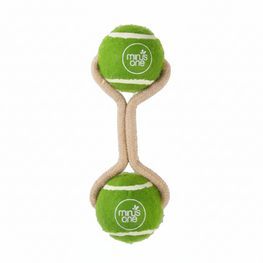 All For Paws Dog Tennis Ball Rope Toy Double Meadow