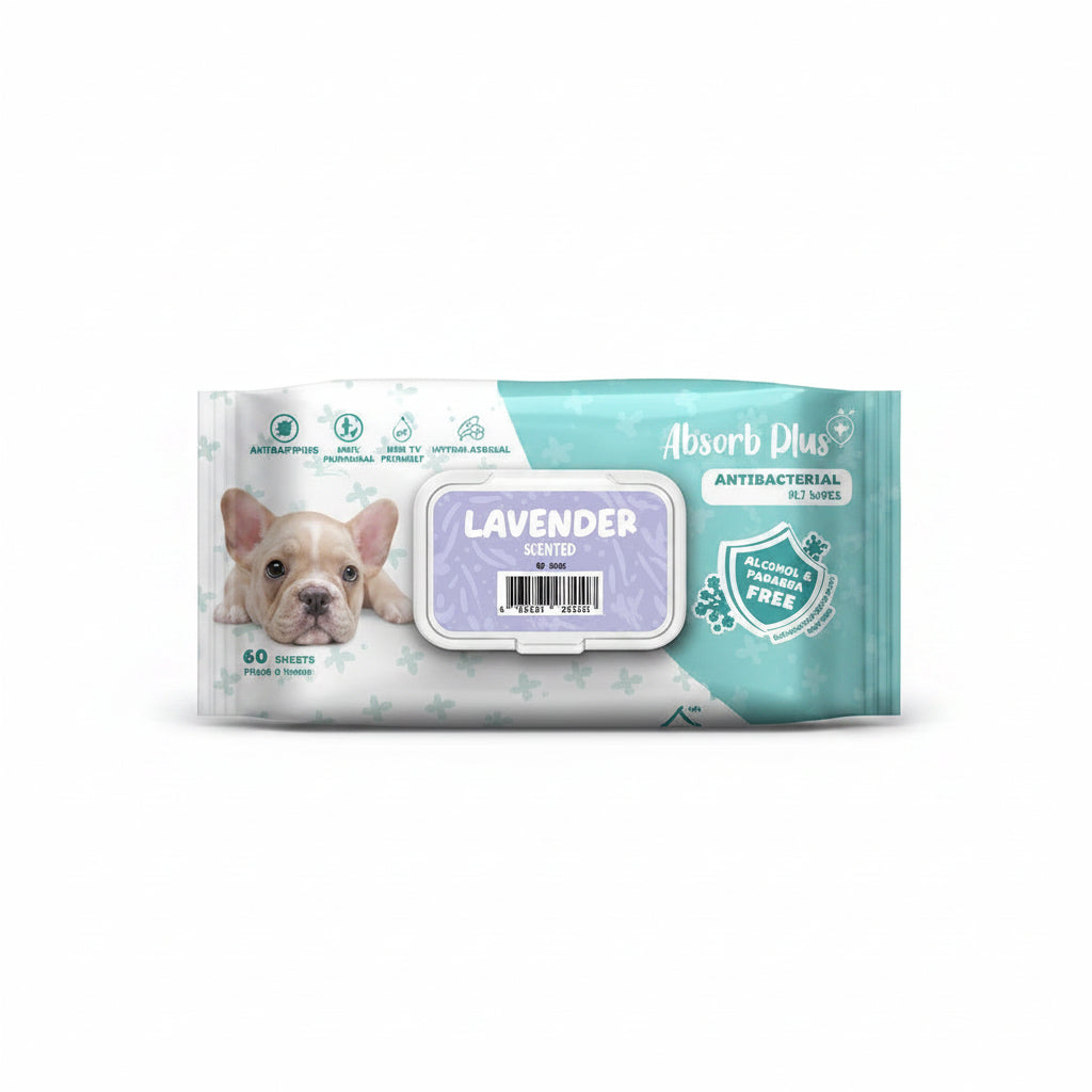 Absorb Plus AntiBacterial Pet Wipes Lavender Scented - 80PCS