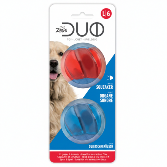 Zeus Duo Ball with Squeaker 2pk, 6.3 cm