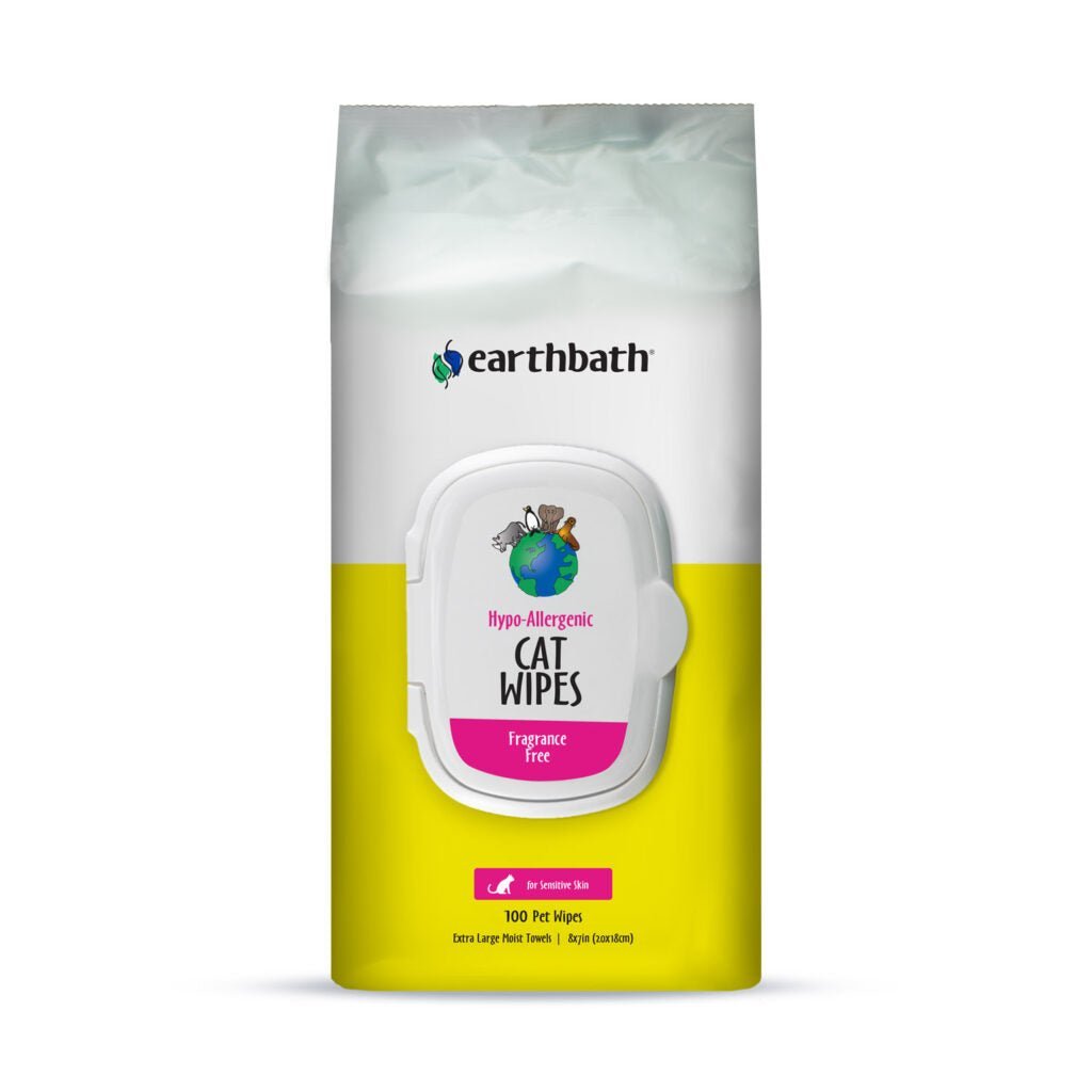 Earthbath Hypo-Allergenic Cat Grooming Wipes Fragrance-Free 100ct - SNH Packing