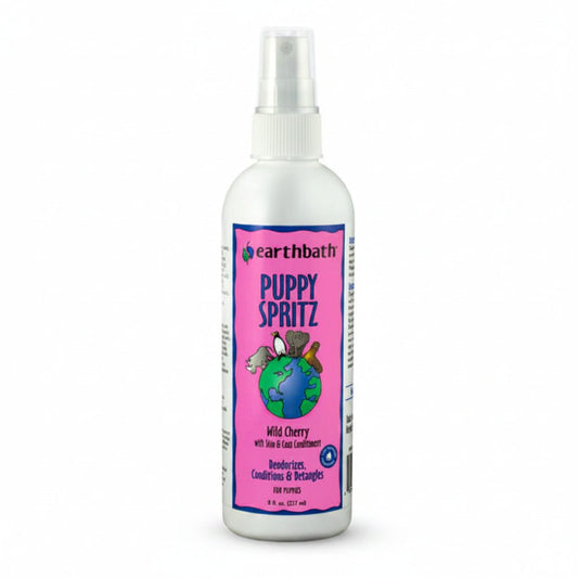 earthbath Puppy Spritz, Wild Cherry with Skin & Coat Conditioners, Made in USA, 8 oz pump spray - SNH Packing