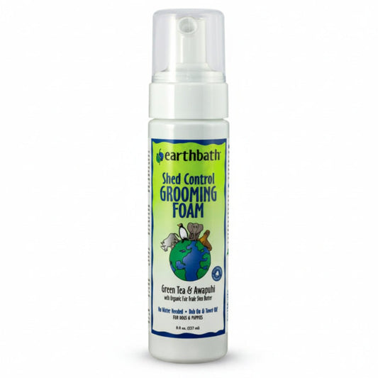 earthbath Shed Control Waterless Foam for Dogs & Puppies, Green Tea & Awapuhi, Made in USA, 8 oz pump - SNH Packing