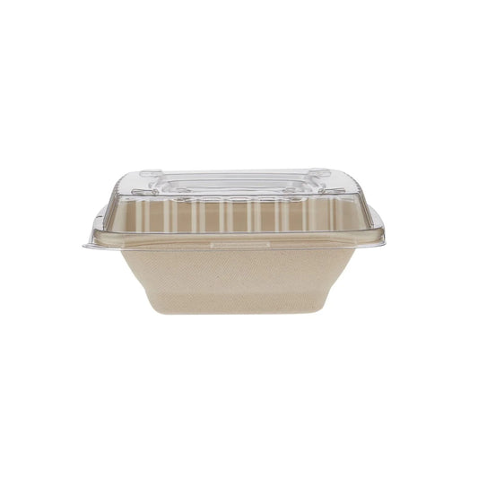 Bagasse Square Deep Containers with PET Lids – EG16 to EG42 | Eco Takeaway Boxes