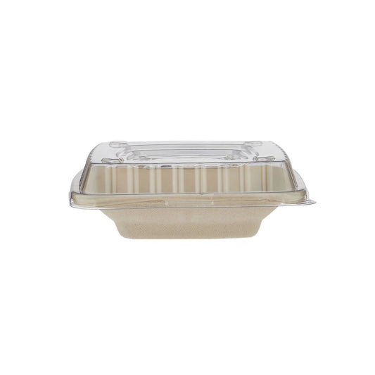 Bagasse Square Deep Containers with PET Lids – EG16 to EG42 | Eco Takeaway Boxes