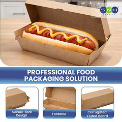 Endura Hotdog Box Brown Kraft Eco Friendly Takeaway Food Box - SNH Packing