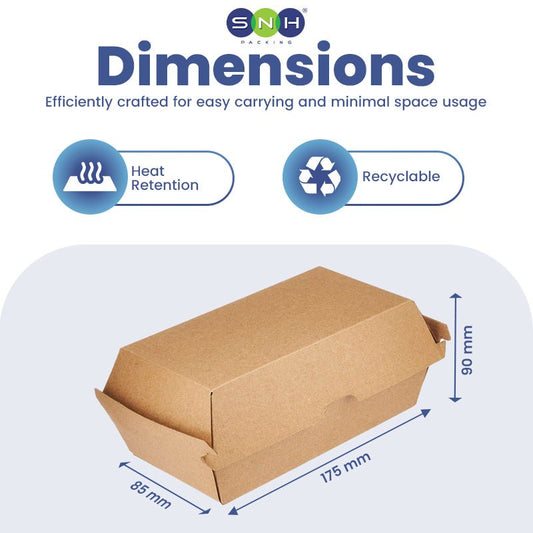 Endura Snack Box Brown Kraft 175MM to 205MM Takeaway Food Box - SNH Packing