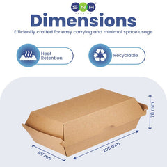 Endura Snack Box Brown Kraft 175MM to 205MM Takeaway Food Box - SNH Packing