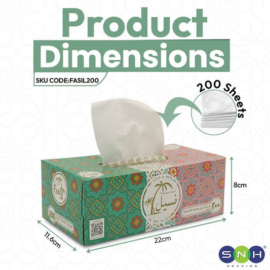 Fasil Facial Tissue 200 Sheets 1 Ply Soft 5 Boxes - SNH Packing