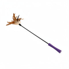 Feather Teaser with Natural Plush Tail and TPR Handle (Purple) - SNH Packing