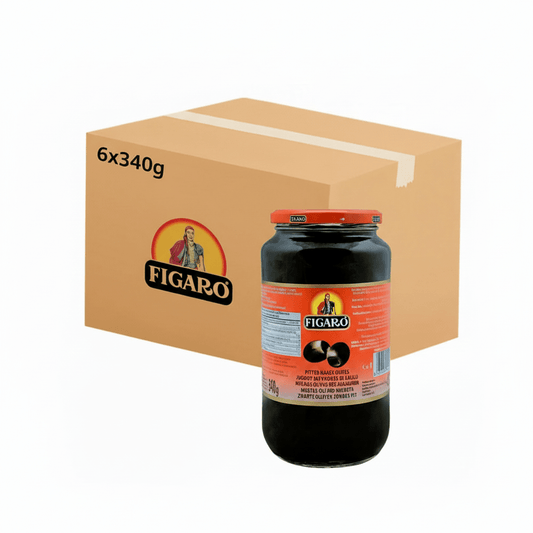 figaro pitted black olives 340grms - SNH Packing