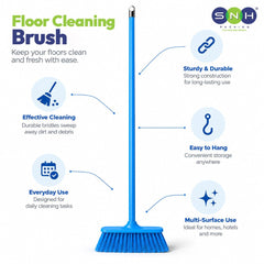 Floor Cleaning Broom With Stick - Blue Brush with Handle - SNH Packing
