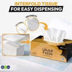 Fresh Facial Tissue 150 Sheets 2 Ply Soft Absorbent 5 Boxes - SNH Packing