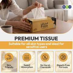 Fresh Facial Tissue 150 Sheets 2 Ply Soft Absorbent 5 Boxes - SNH Packing