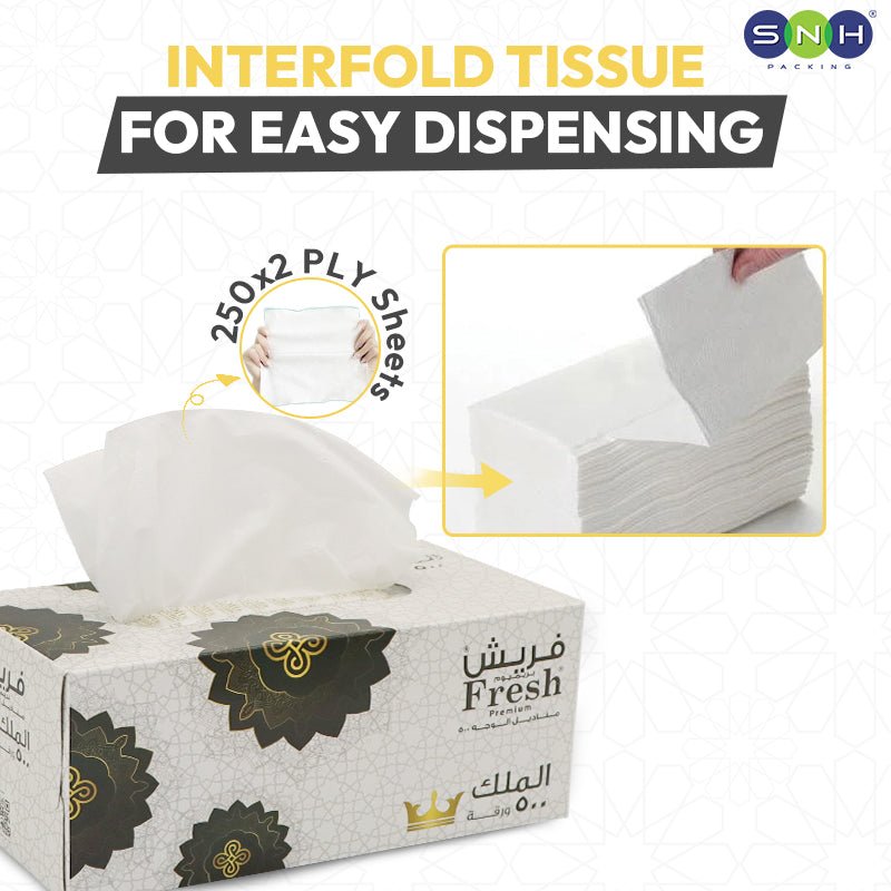 Fresh King Facial Tissue 500 Sheets 2 Ply Soft Strong 5 Boxes - SNH Packing